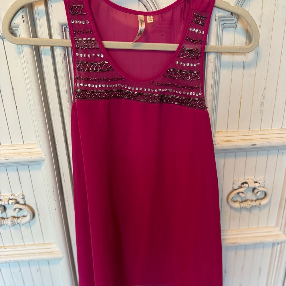 Petticoat Alley Pink Embellished Tank Top